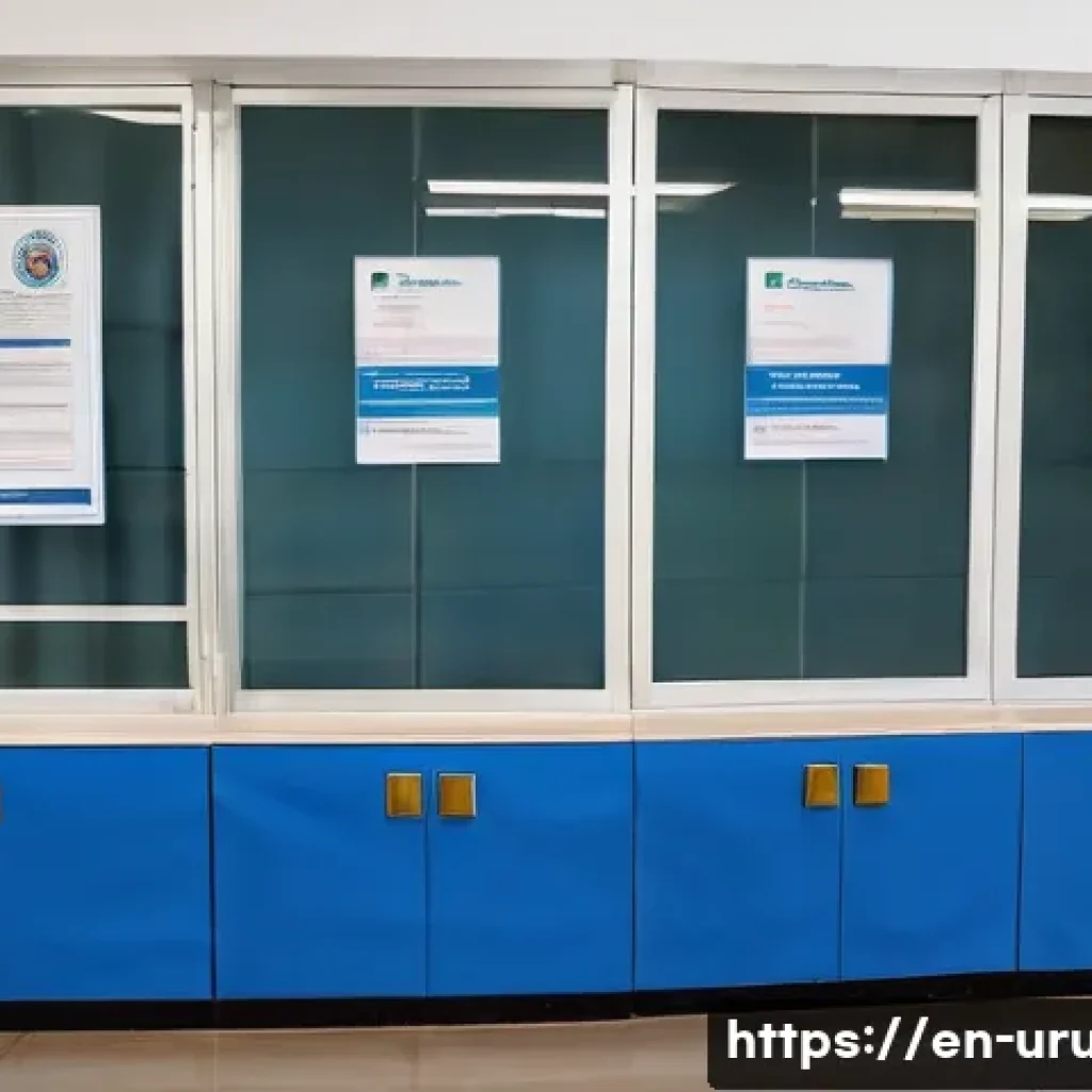 우루과이 이민 절차 - A professional office scene at Uruguay&rsquo;s National Immigration Office, showing a diverse group of adu...